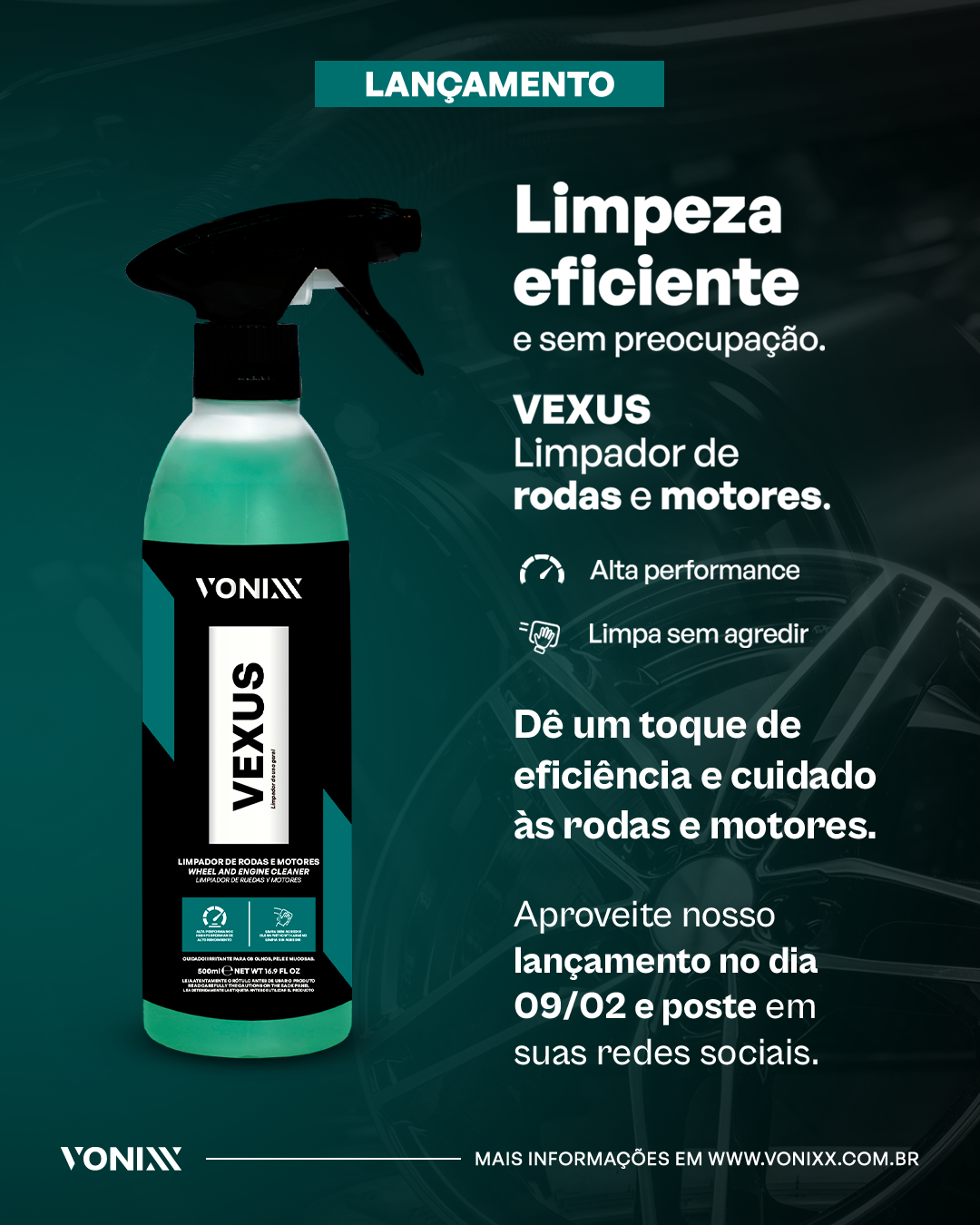 Vexus 500 ML Limpador de rodas e motores